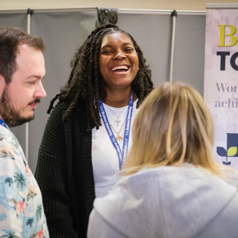 Local business lady laughing