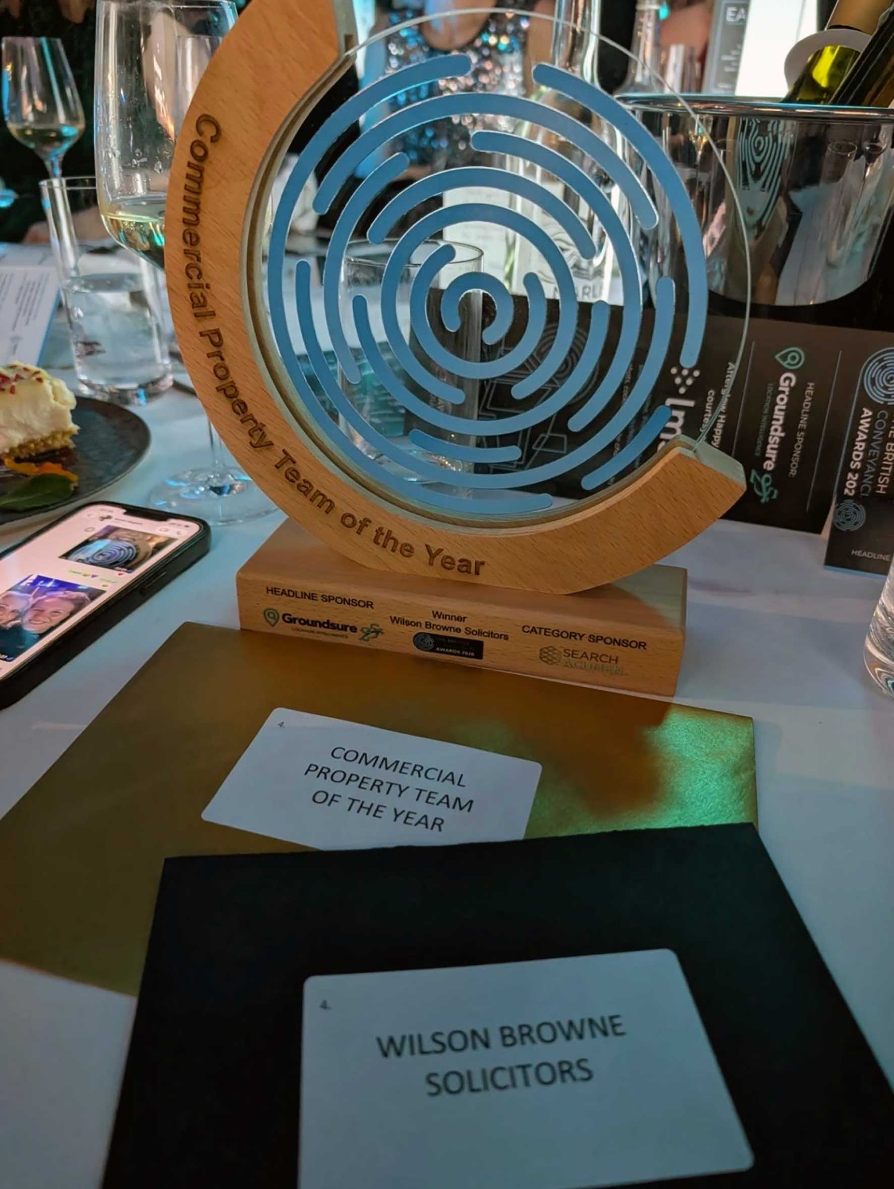 Wilson Browne Commercial Property Team of the Year award at the British Conveyancing Awards 2026