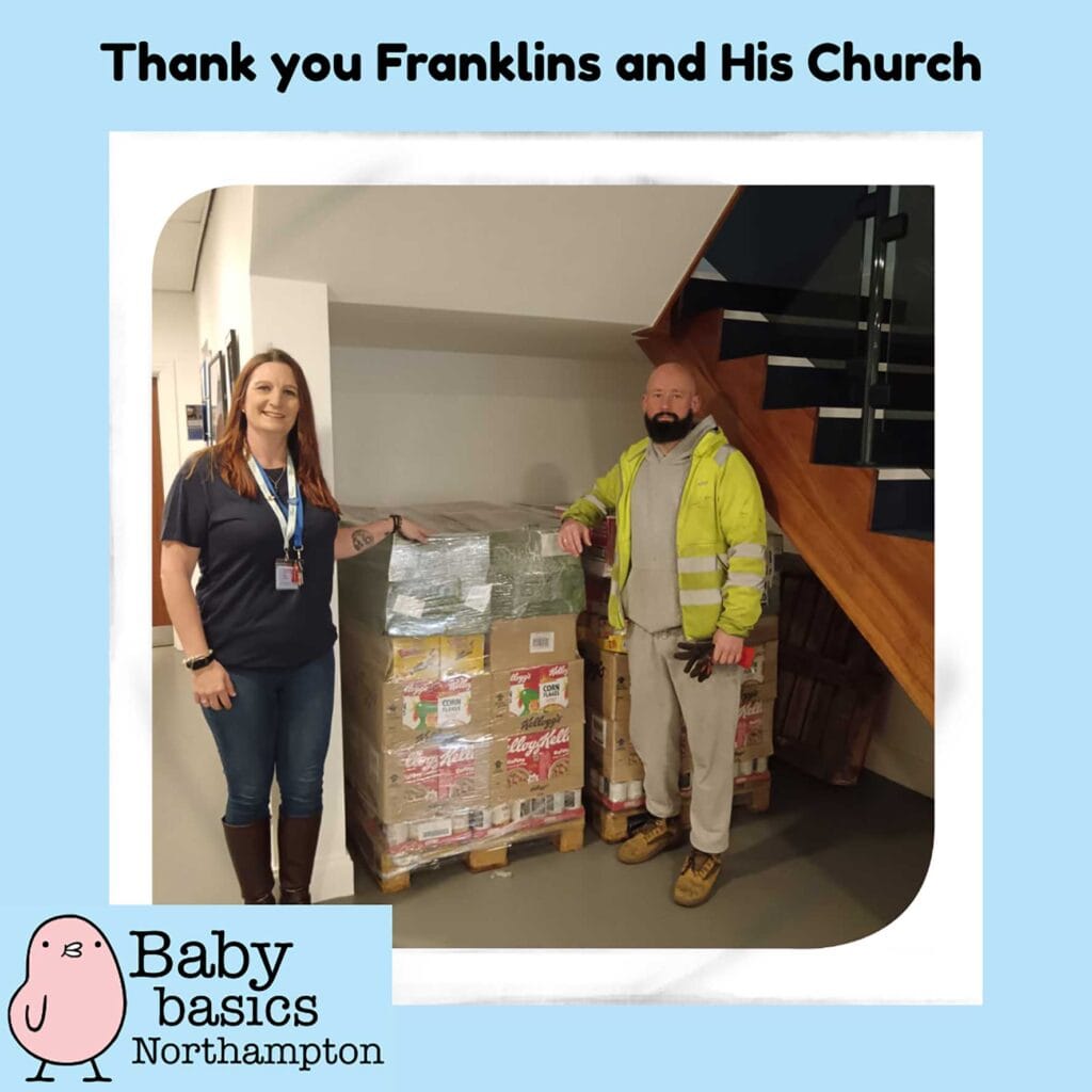 Baby Basics and His Church with a pallet of food