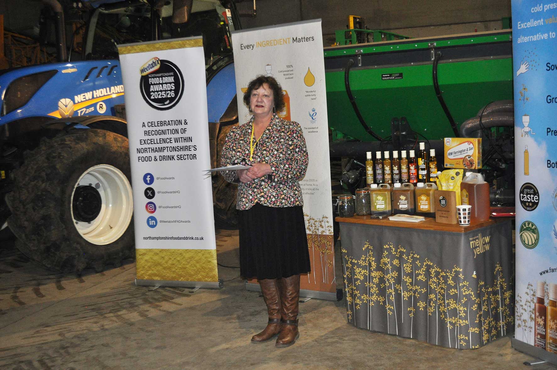 Rachel Mallows speaking at the Northamptonshire Food & Drink Awards 2026/27 launch event at Bottom Farm