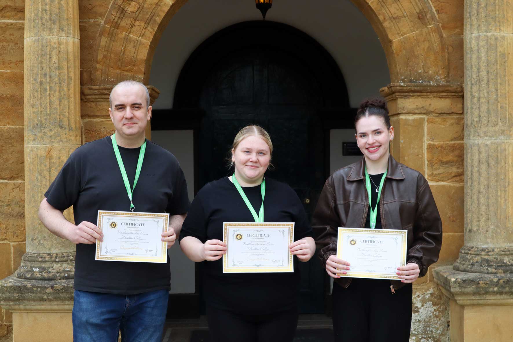 Moulton College students Chloe, Erin and Michael after winning the Delapré Food Festival commercial food competition
