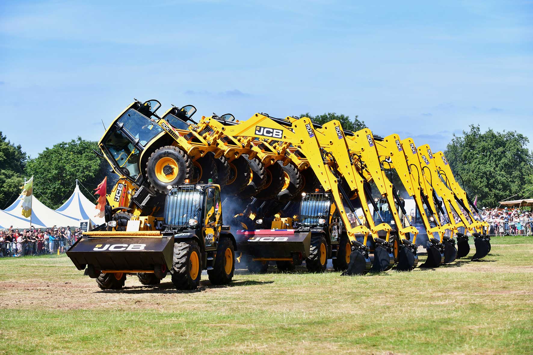 JCB machinery on display at FixFest construction festival.