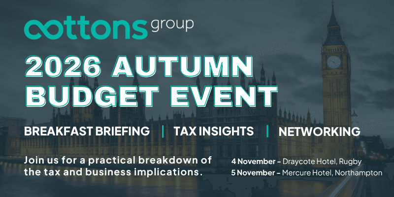 Cottons Group Autumn Budget 2026 breakfast briefings in Northampton and Rugby on 4 and 5 November.